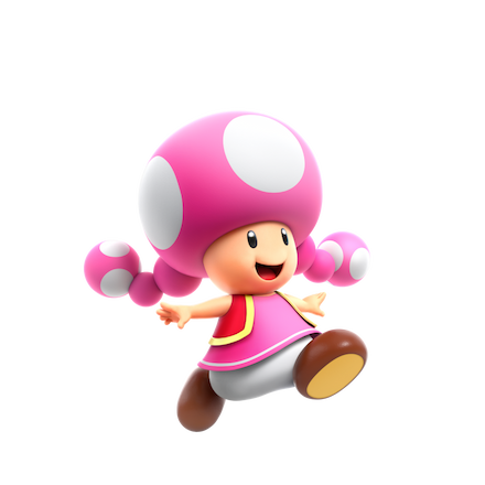 Toadette skips happily along.