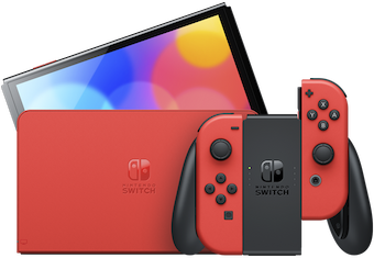 The new Nintendo Switch — OLED Model: Mario Red Edition system is shown.