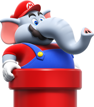 Mario is seen in his elephant form.