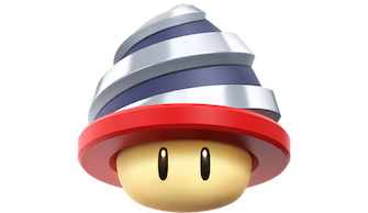 Mario usa um cogumelo broca e perfura diferentes áreas.